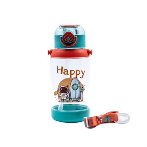 Kids Water Bottle with Adjustable Strap Happy Astronaut Green - 700ml