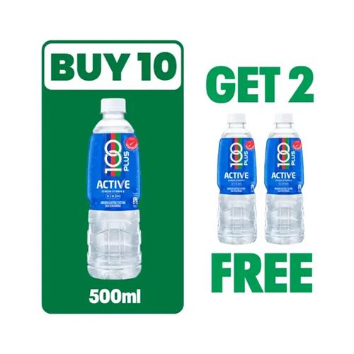 100 Plus Active Can Asp Pet 500ml (Buy 10 Get 2 Free)