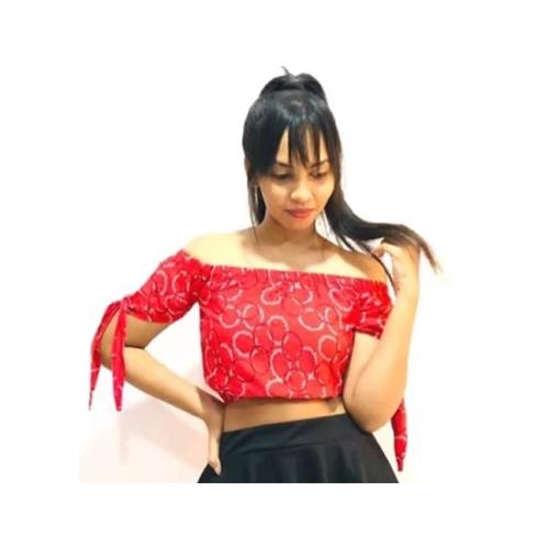 Off Shoulder Crop Top - Red
