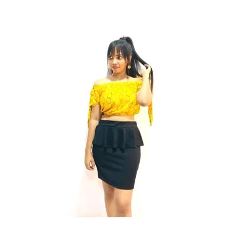 Off Shoulder Crop Top - Yellow
