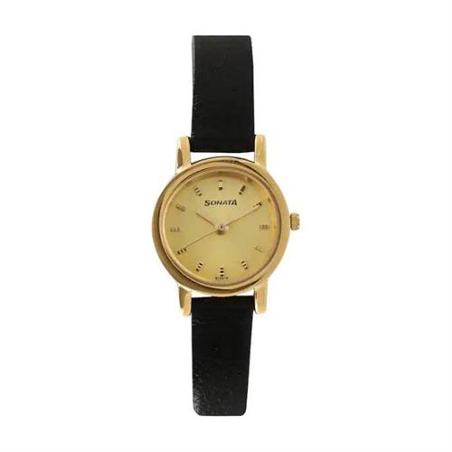 Sonata Quartz Champagne Dial Women's Watch W/Box