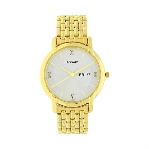 Sonata Quartz White Dial Men's Watch W/Box