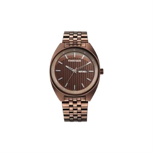 Fastrack Analog Brown Dial Brown Band Metal Men's Watch