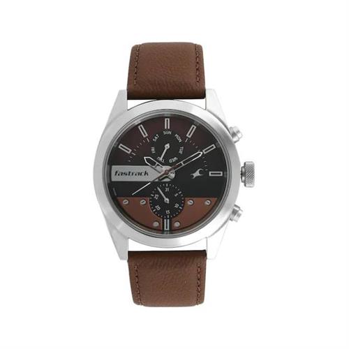 Fastrack Quartz All Nighters Brown Dial Men's Watch W/Box