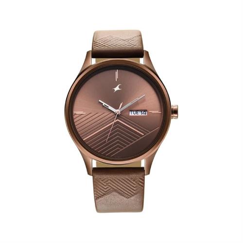 Fastrack Style Up Brown Dial Leather Strap Men's Watch