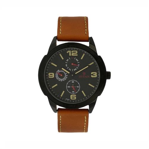 TITAN Quartz Leather Strap Men's Watch W/Box
