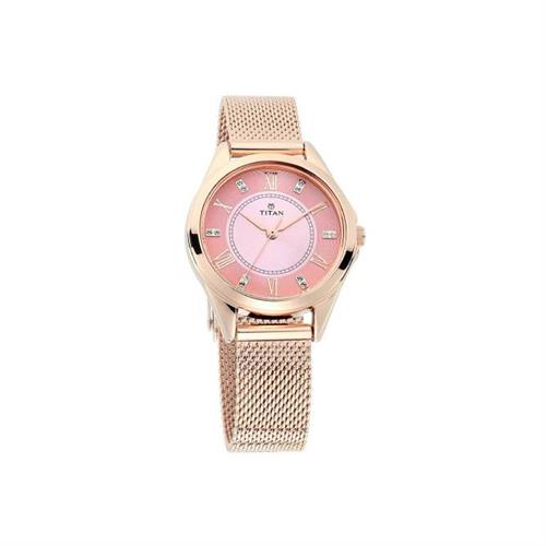 TITAN Quartz Sparkle Pink Dial Women's Watch W/Box