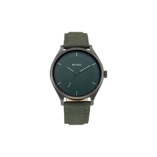 Titan Workwear Green Dial Analog Leather Strap Men's Watch