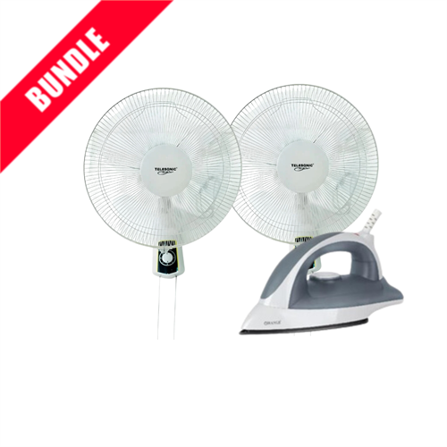 Buy 2 Telesonic 16" Wall Fan TL - 1616WF + Orel Dry Iron 1200W - 245-1200