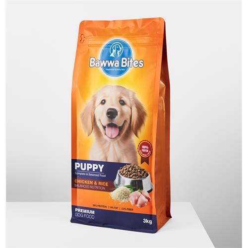 Bawwa Bites Puppy 3KG Chicken & Rice Flavored Premium Dog Food