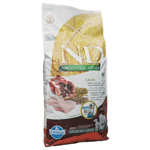 N&D Chicken & Pomegranate Light Medium & Maxi - 12Kg - NDCPLMM12