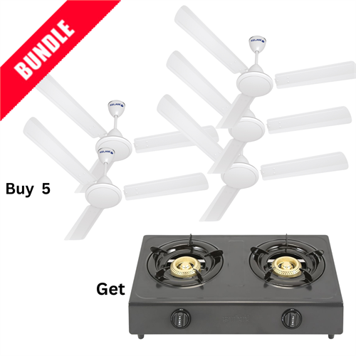 Buy 5 KELANI CEILING FAN -WHITE + Sanford 2 Burner Stainless Steel Gas Cooker with Two Year Warranty (Ultra Gas Saving) SF-5222GC