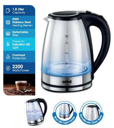 Sanford Glass Electric Kettle 1.8 L - SF 3350EK