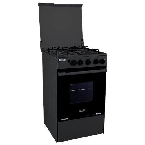 Solstar Free Standing Gas Cooker & Oven - Black - SO 112GGGR BKV SS