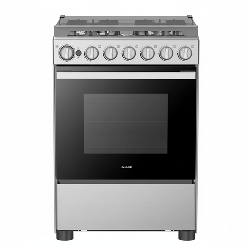Sharp 60x60 4 Burner Free Standing Stainless Steel Gas Oven + Cooker - GN-SM6057B-SS3