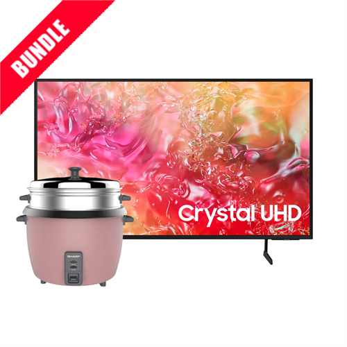 Samsung 43 Inch Crystal UHD 4K Tizen OS Smart TV - UA43DU7000 + Sharp 700W 1.8L (10Cups) 2 in 1 Non-Stick Rice Cooker - KS-H188-W3