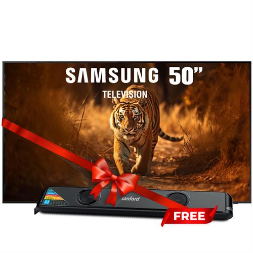 Samsung 50 Crystal UHD 4K Smart TV (Made in Vietnam) - UA50U8000FKX + Sanford 130W Dual Woofer Speaker Sound Bar - SF-750SB