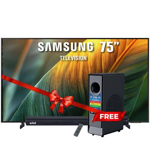 Samsung 75 Crystal UHD 4K Smart TV (Made in Vietnam) - UA75U8000FKX + Sanford 2.1 60W Bluetooth Sound Bar - SF-751SB