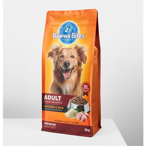 Bawwa Bites Adult 3KG Chicken & Rice Flavored Premium Dog Food