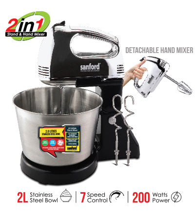 Sanford 2 In 1 Stand Mixer 2L - SF-1359SM