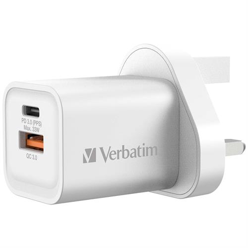 Verbatim 2-Ports 33W Gan Charger With Pd/Pps & Qc3.0 - 66791