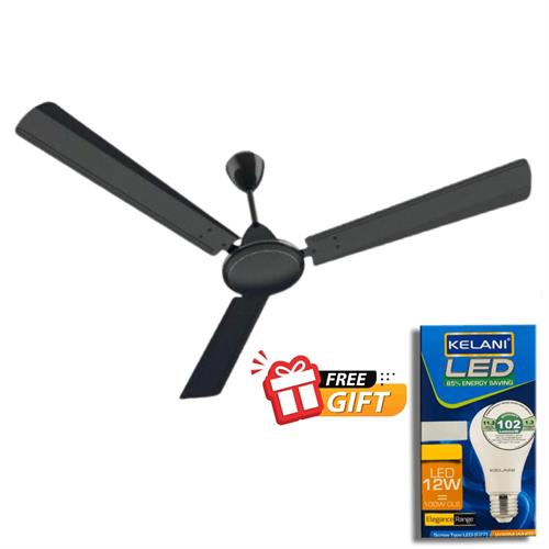 Kelani Ceiling Fan - Matte Black (Manufactured by Havells) KEL-25FANBSTBZ + Free Energy Saving LED Bulb (Screw Type E27) - LED012SL-WWW