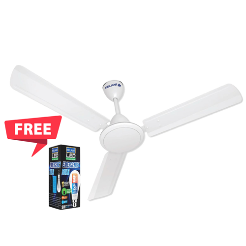 Kelani Ceiling Fan - White (Manufactured by Havells) + Free Rechargable Emergancy Bulb- KEL-25FANBZZWZ