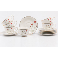 DANKOTUWA Red Flower Tea Set- 12 Pieces