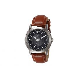 Titan Gents Brown Leather Strap Watch (Black Dial)