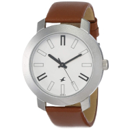 FASTRACK White Dial Brown Leather Strap - Gents