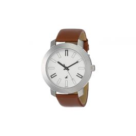 FASTRACK White Dial Brown Leather Strap - Gents