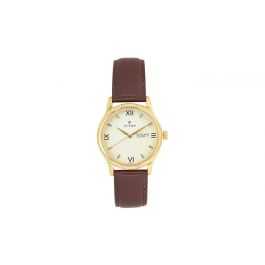TITAN Champagne Dial Brown Leather Strap Watch - 1580YL05