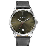 TITAN Elemnt Brown Dial Leather Strap Watch - Gents - 1806SL06