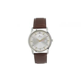 TITAN Silver Dial Brown Leather Strap Watch - 1774SL01