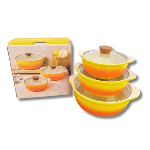 3 Piece Food Serving Dish Set with Glass Lids