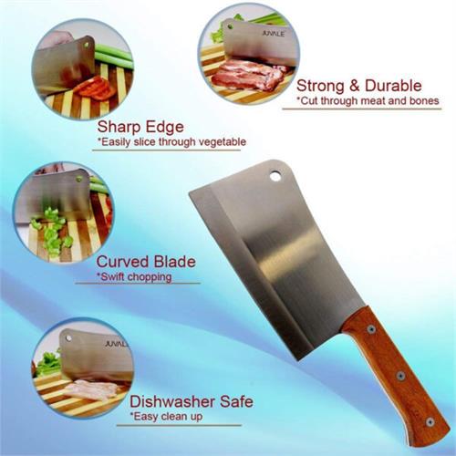 Chopper Knife with Solid Wood Handle, Professional Quality, for Home & Restaurant Use 8 Inches