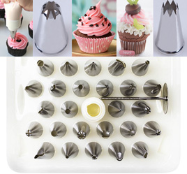26 Stainless steel icing nozzle set with storage case