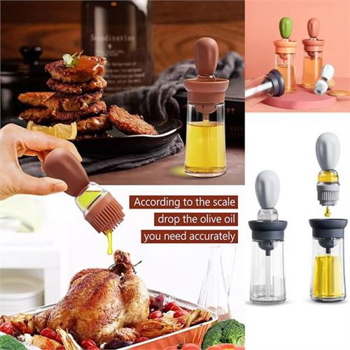 Portable Glass Oil Bottle With Silicone Brush