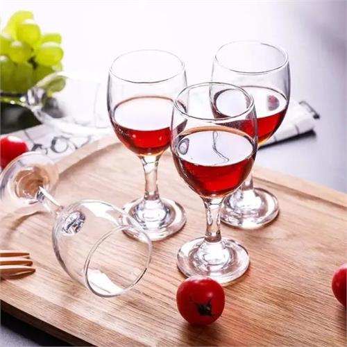 Red Cherry Design Clear Wine Glass Set 6pcs