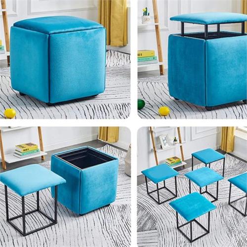 Multifunctional Cube Stool with Casters