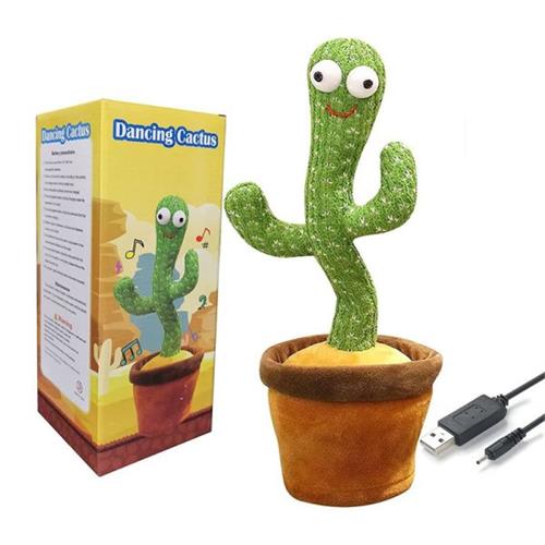 USB Rechargeable Dancing Cactus Light Up Mimic Record Baby Interactive Toy