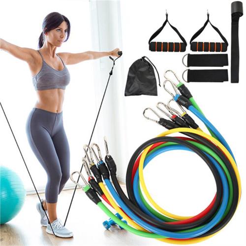 11pcs Fitness Gym Workout Pull Rope Resistance Band Set