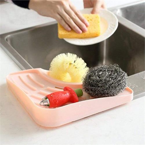 Bathroom Kitchen Sink Soap Sponge Holder Plastic Corner Shelf