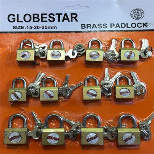 15,20,25mm Globestar Brass Padlock with 2 Steel Key