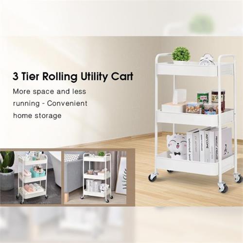 3 Tier Rolling Utility Cart with Caster Wheels