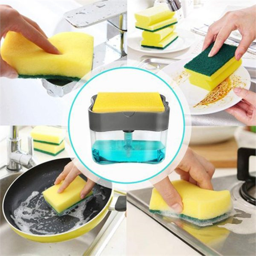 2 In 1 Soap Pump Dispenser with Sponge Holder Dish for Bathroom Kitchen