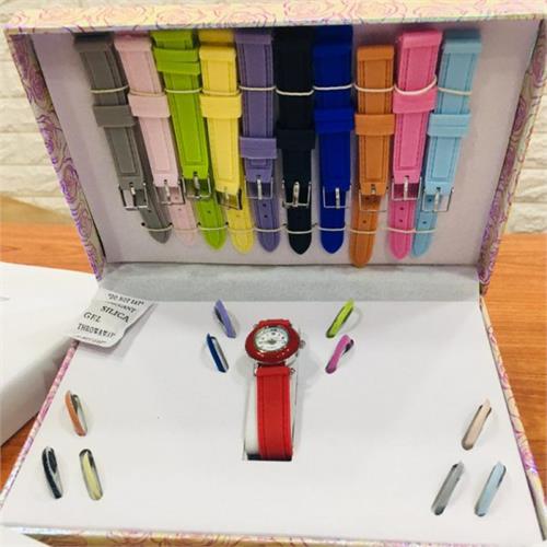 Interchangeable 11 Assorted Colored Strap Womens Watch Set