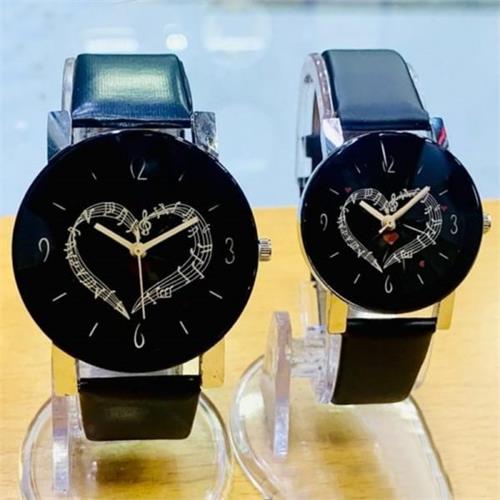 Black Stainless Steel Chrome Plated Strap Couple Watches for Men & Women