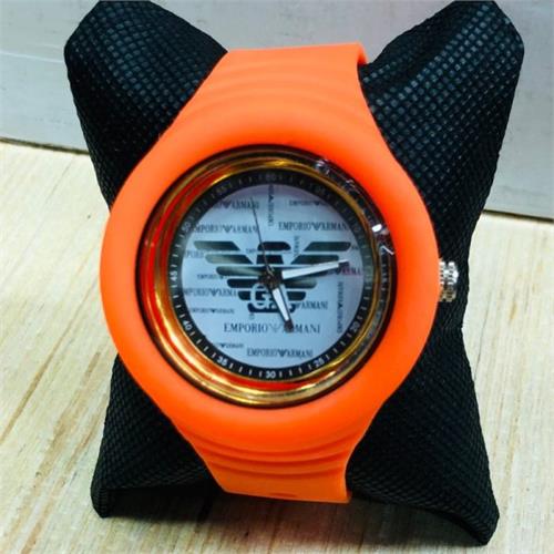 Emporio Armani Mens LED Color Strap Watch Orange