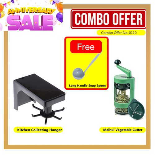 Combo Offer No-0110 ( Kitchen Collecting Hanger + Maihui Vegetable Cutter Free Long Handle Soup Spoon)